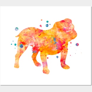 English Bulldog Watercolor Painting Posters and Art